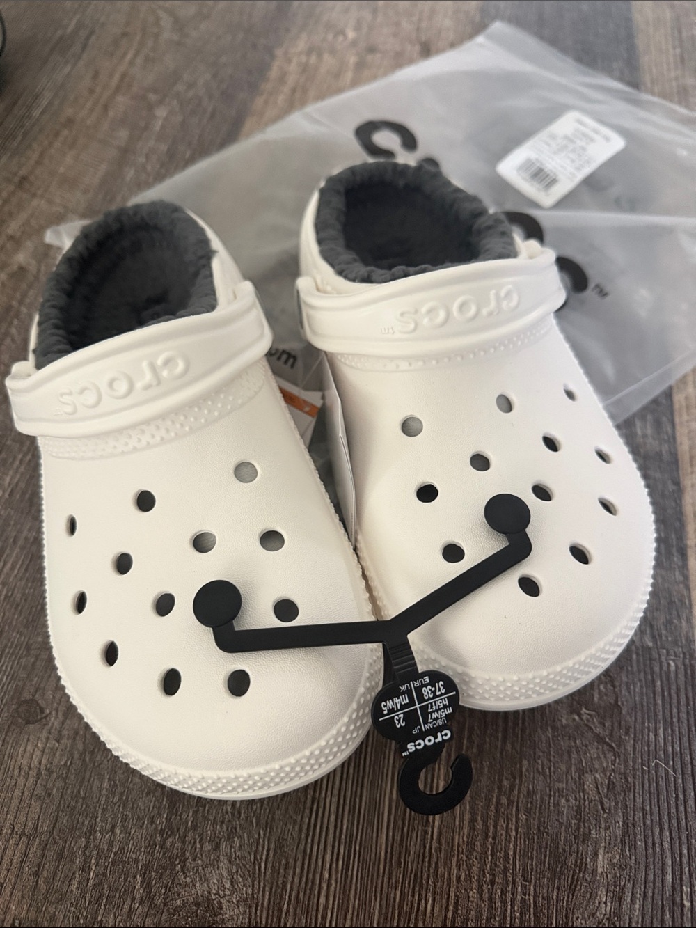 CROCS Women Classic Clog with Black Lining - White